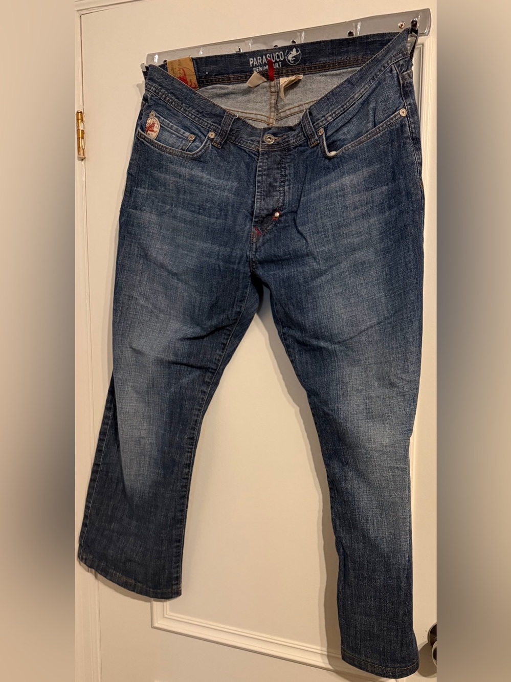 Parasuco Men's Blue Straight Leg Jeans buttons instead of zipper